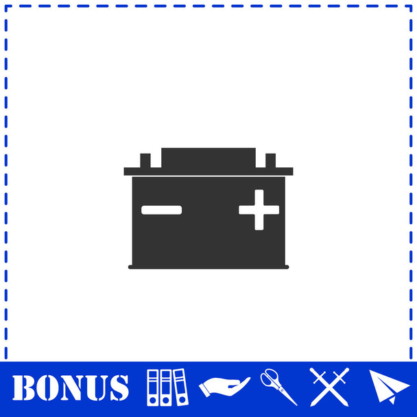 Ícone da bateria do carro plana. Símbolo vetorial simples e ícone de bônus - Vetor, Imagem