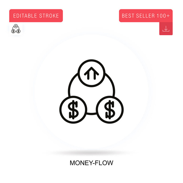 Icono de vector plano de flujo de dinero. Ilustraciones de metáforas conceptuales aisladas vectoriales. - Vector, imagen