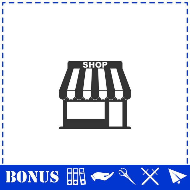 Shop icon flat. Simple vector symbol and bonus icon - Vector, Image