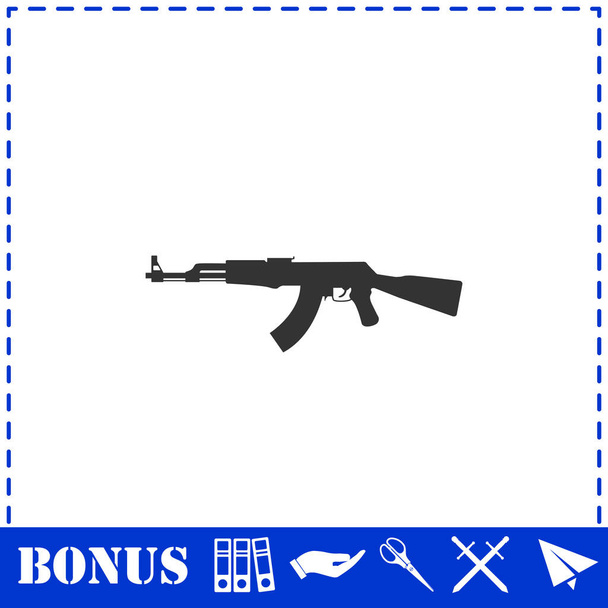 Assault rifle icon flat. Simple vector symbol and bonus icon - Vector, Image