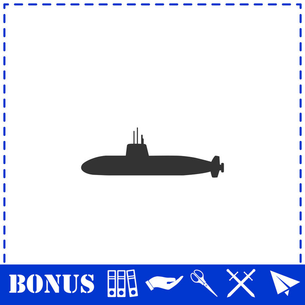 Icono submarino plano. Símbolo de vector simple e icono de bonificación - Vector, Imagen
