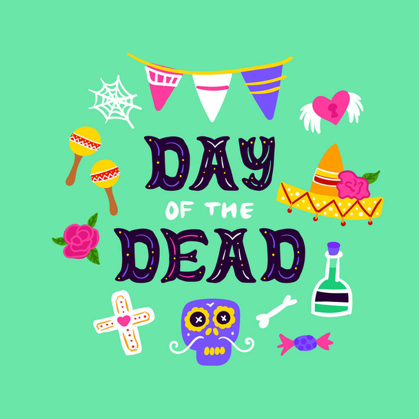 День мертвой рукописной открытки - Вектор,изображение