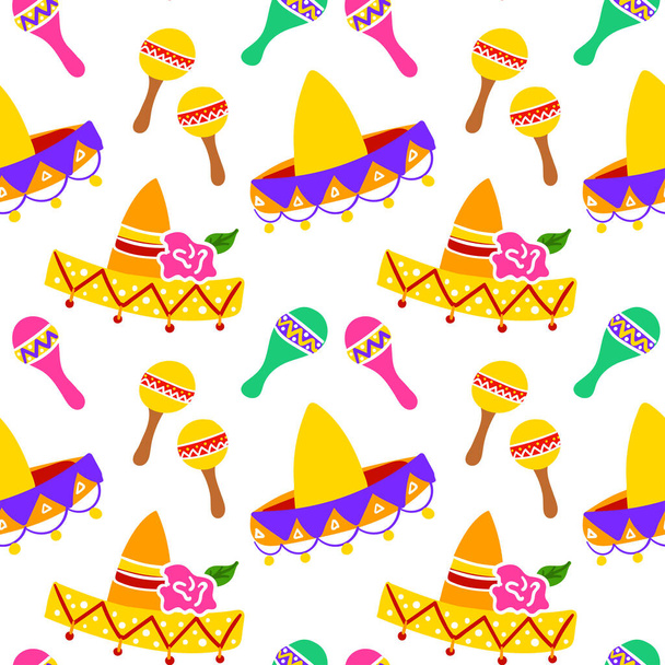 Μεξικάνικο μοτίβο Seamless Sombrero - Διάνυσμα, εικόνα