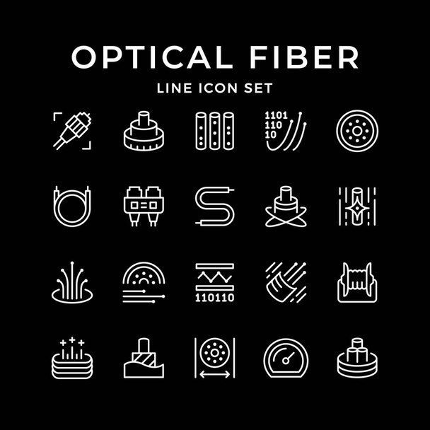 Optik fiberin çizgi simgelerini ayarla - Vektör, Görsel