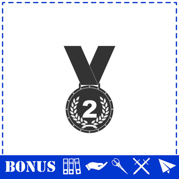 Μετάλλιο εικονίδιο επίπεδη. Απλό διανυσματικό σύμβολο και εικονίδιο μπόνους - Διάνυσμα, εικόνα