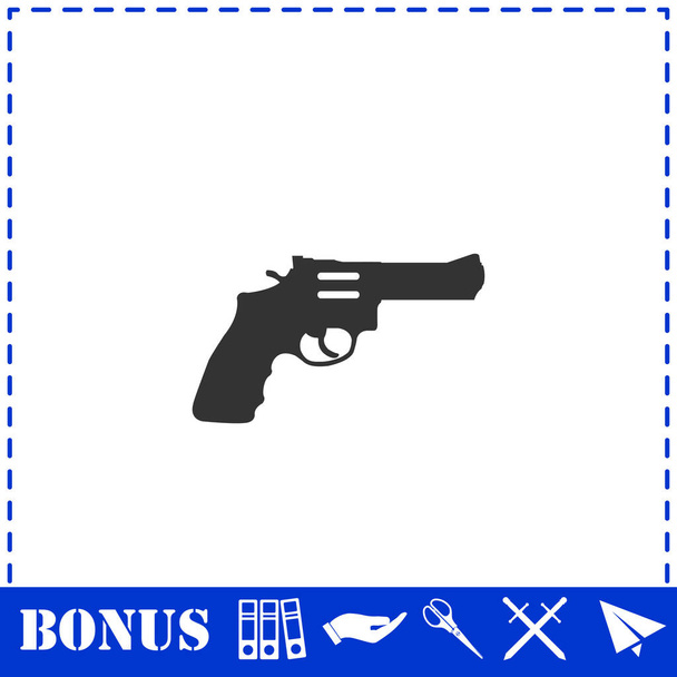 Icona del revolver piatta. Simbolo vettoriale semplice e icona bonus - Vettoriali, immagini