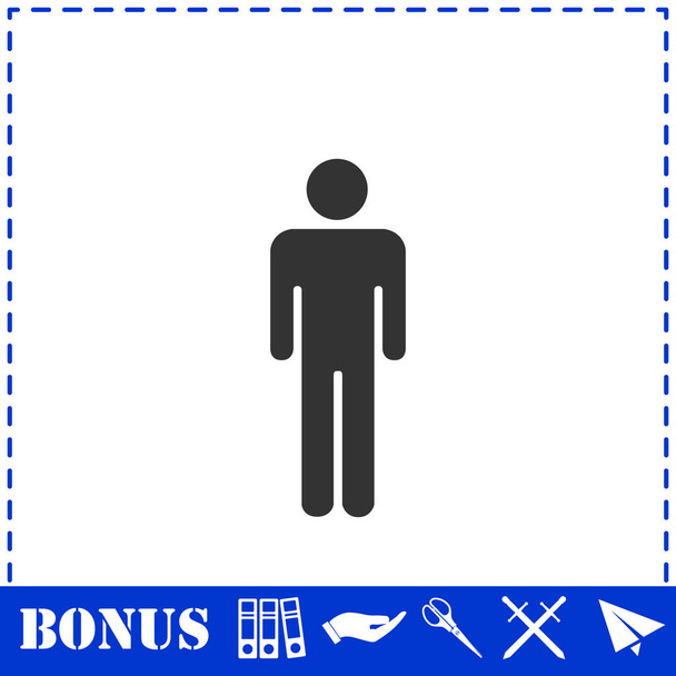 Man standing silhouette icon flat. Simple vector symbol and bonus icon - Vector, Image
