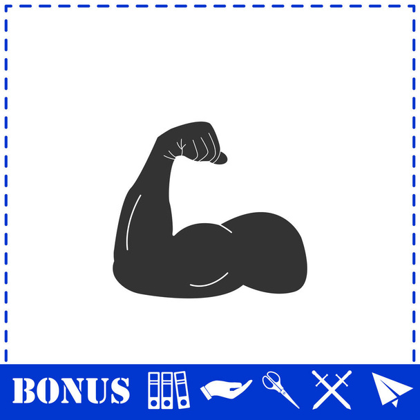 Fuerte brazo flexible icono plano. Símbolo de vector simple e icono de bonificación
 - Vector, Imagen