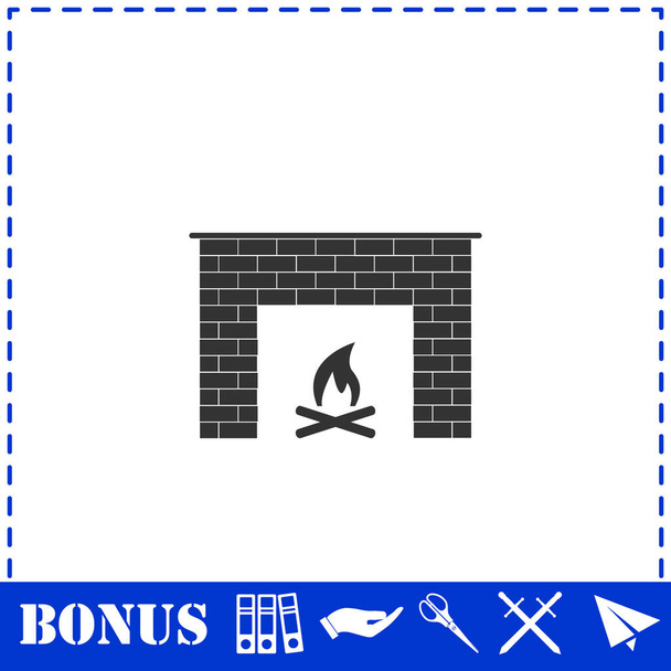 Fireplace icon flat. Simple vector symbol and bonus icon - Vector, Image