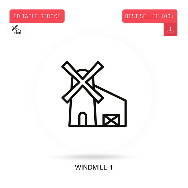 Windmill-1 επίπεδη διανυσματική εικόνα. Εικονογραφήσεις διανυσματικών μεμονωμένων εννοιών. - Διάνυσμα, εικόνα