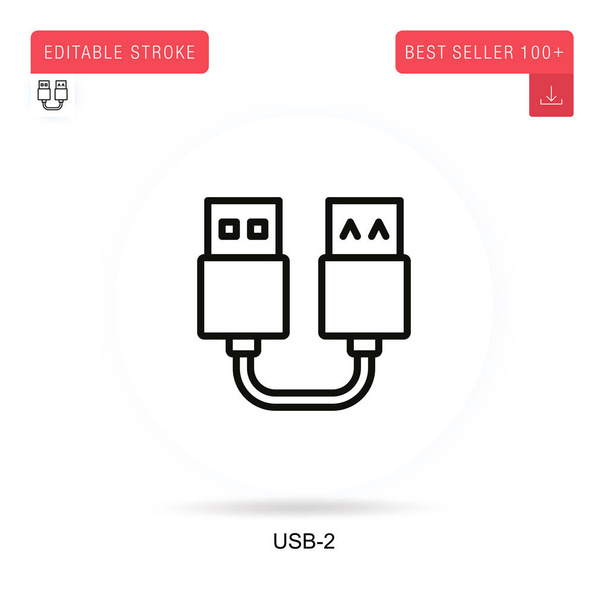 USB-2フラットベクトルアイコン。ベクトル分離概念メタファーイラスト. - ベクター画像