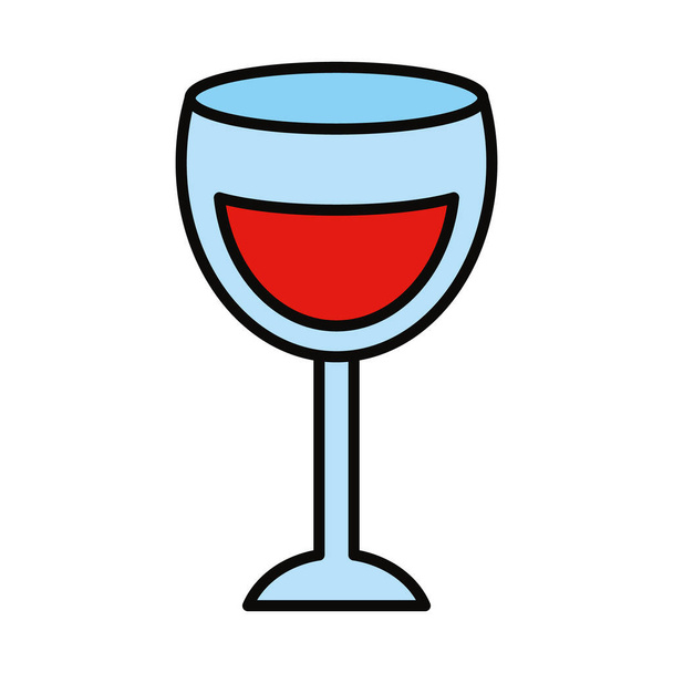 icône en verre de vin, ligne et style de remplissage - Vecteur, image