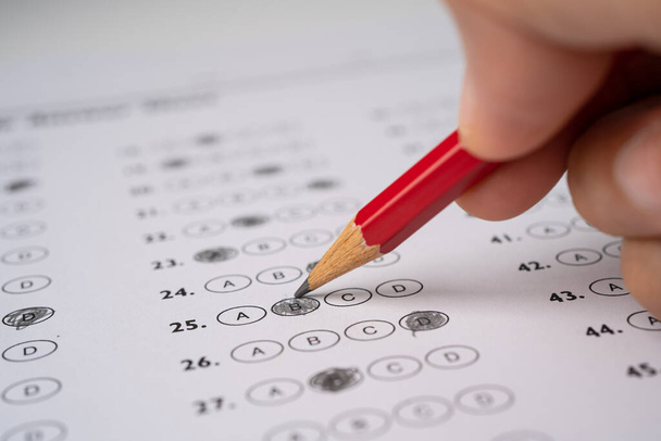 Answer sheets with Pencil drawing fill to select choice, education concept - Photo, Image