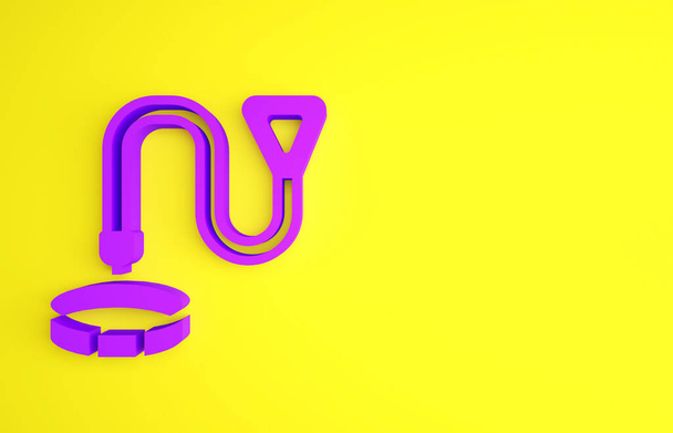 Purple Collar με ετικέτα όνομα εικονίδιο απομονώνονται σε κίτρινο φόντο. Απλές προμήθειες για κατοικίδια ζώα. Φροντίδα γάτας και σκύλου. Αλυσίδες. Μινιμαλιστική έννοια. 3d απεικόνιση 3D καθιστούν. - Φωτογραφία, εικόνα
