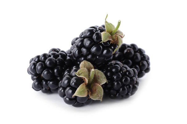 Delicious fresh ripe blackberries isolated on white - Fotografie, Obrázek