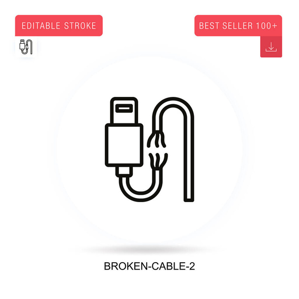 Broken-cable-2 flat vector icon. Vector isolated concept metaphor illustrations. - Vector, Image