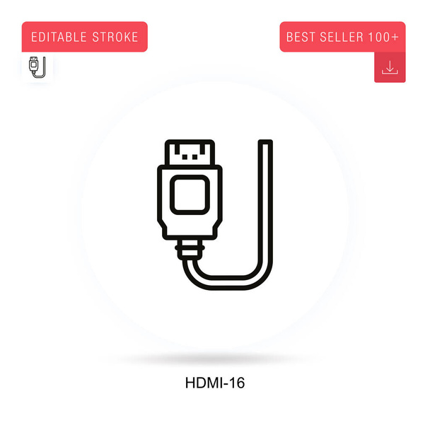 Hdmi-16 flat vector icon. Vector isolated concept metaphor illustrations. - Vector, Image