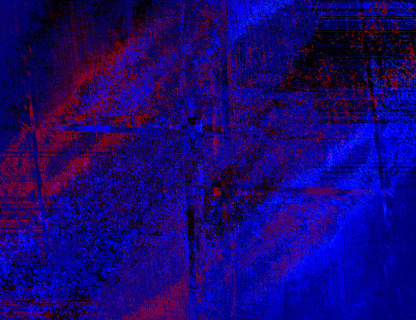 Fondo azul abstracto con un patrón llamativo y venas rojas. Lienzo surrealista de pared en estilo de arte moderno. Para sus fondos de pantalla, proyectos y obras. - Foto, imagen