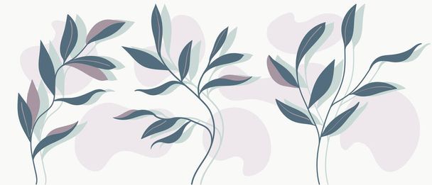 vector branches with black and gold leaves. luxury and minimalistic design. a beautiful set of elegant objects. - Vector, Imagen