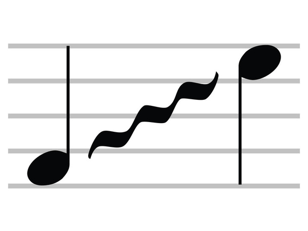 Black Flat Simbolo musicale isolato di Glissando (Portamento) - Vettoriali, immagini