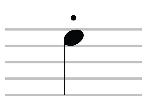 Símbolo Musical Aislado Plano Negro de Staccato - Vector, Imagen