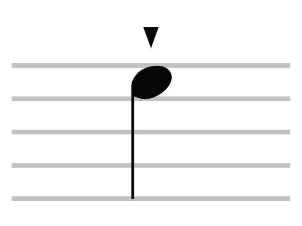 Black Flat Isolated Musical Symbol of Staccatissimo (Spiccato)) - Вектор, зображення