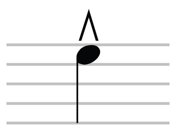 Black Flat Isolated Musical Symbol of Marcato - Vector, Image