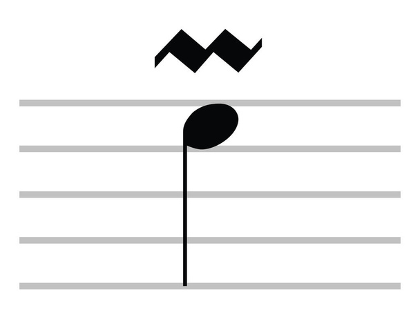 Black Flat Isolated Musical Symbol of Upper Mordent - Vector, Image