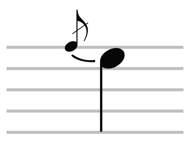 Schwarze flache isolierte musikalische Symbol der zerschmetterten Note - Vektor, Bild