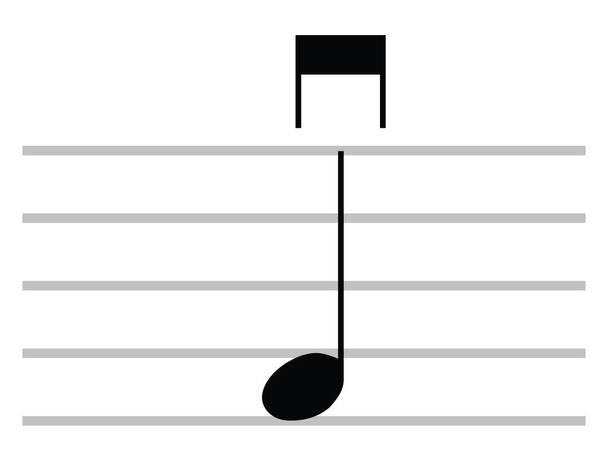Símbolo Musical Aislado Plano Negro de Arco Abajo (Gi Arco) - Vector, Imagen