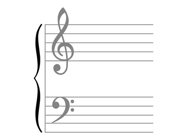 Fekete lapos izolált zenei szimbólum merevítő (Accolade) - Vektor, kép