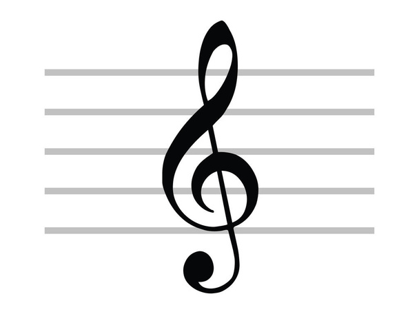 Musta tasainen eristetty musiikillinen symboli G Clef (diskantti Clef) - Vektori, kuva