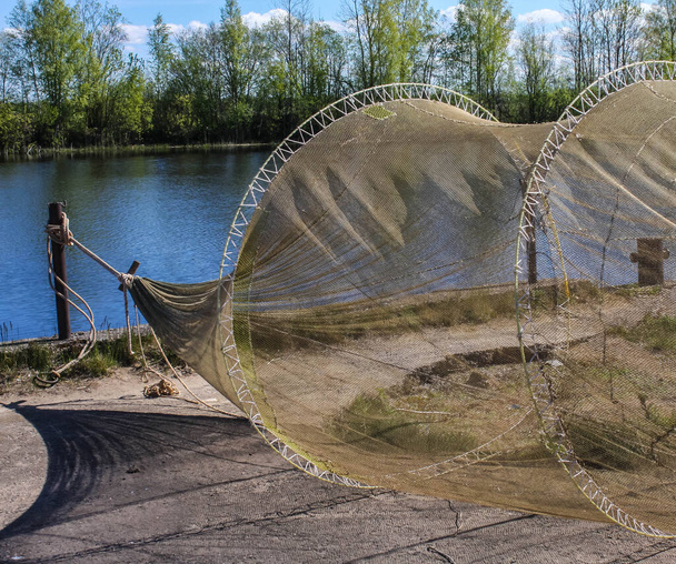 Redes de pesca para a pesca industrial no lago Ladoga - Foto, Imagem