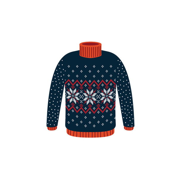 Vector suéteres feos para la fiesta de Navidad. Jersey de punto con patrones de invierno esp - Vector, Imagen