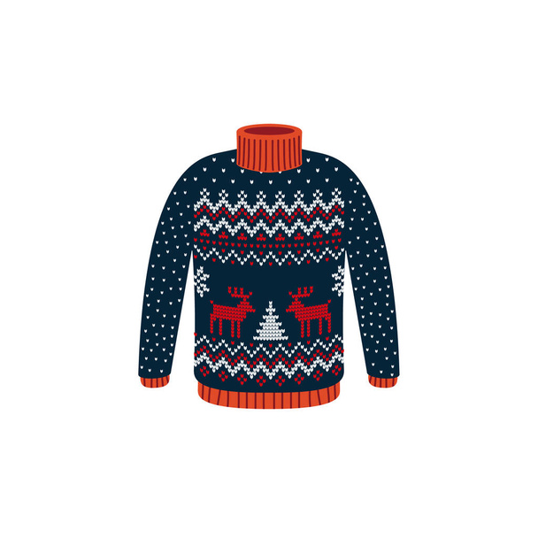 Vector ugly sweaters for Christmas party. Knitted jumpers with winter patterns esp - ベクター画像