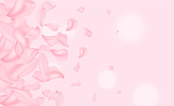 Sakura achtergrond met bloesem en April bloemige natuur op roze. Prachtige scène met bloeiende boom. Pasen Zonnige dag. Boomgaard abstracte wazig achtergrond. Lente. - Vector, afbeelding