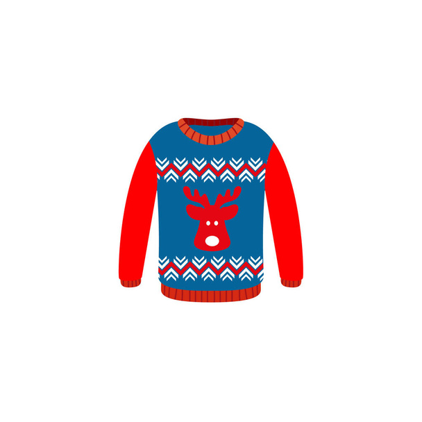 Vektorhässliche Pullover für die Weihnachtsfeier. Gestrickte Pullover mit Wintermuster esp - Vektor, Bild
