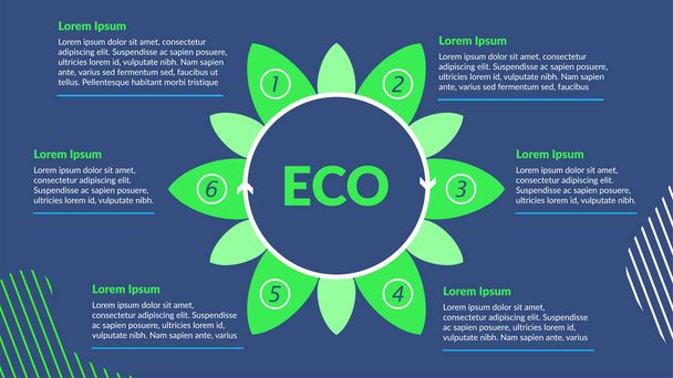 Az ökológiai szokások fogalma, a környezet, a természet védelme, a világ tisztábbá, újrahasznosíthatóvá tétele. Absztrakt vektor infografika. Másolótér. - Vektor, kép