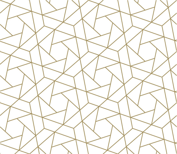 Modern simple geometric vector seamless pattern with gold line texture on white background. Light abstract wallpaper, bright tile backdrop. - Vector, Image