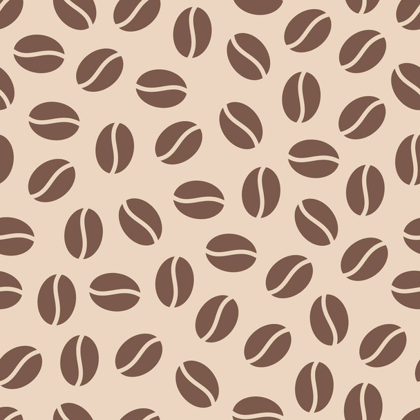Coffee beans seamless pattern, vector background. Repeated light brown texture for cafe menu, shop wrapping paper. - Vektori, kuva