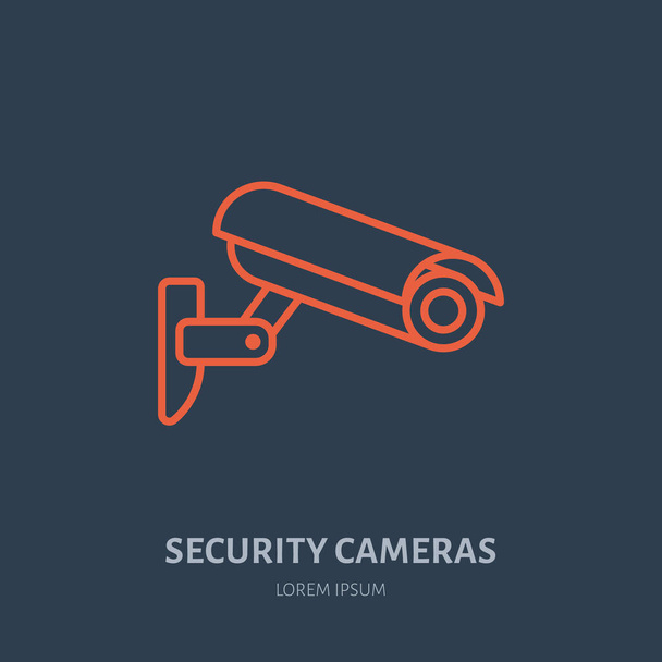 Cámara de seguridad vector icono plano, logotipo del sistema de seguridad. Señal plana para zona de video monitoreado. - Vector, Imagen