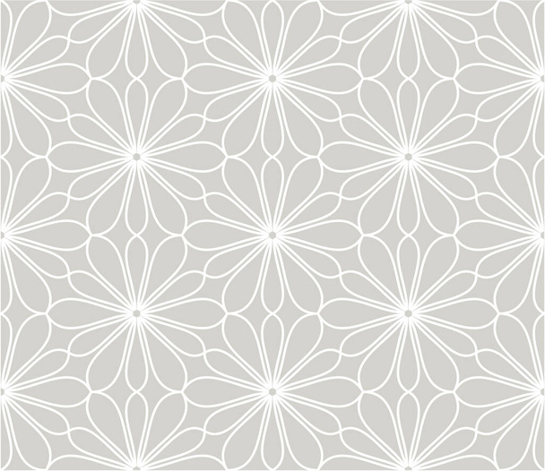 Moderne eenvoudige geometrische vector naadloos patroon met gouden bloemen, lijn textuur op witte achtergrond. Licht abstract bloemenbehang, heldere tegel ornament. - Vector, afbeelding