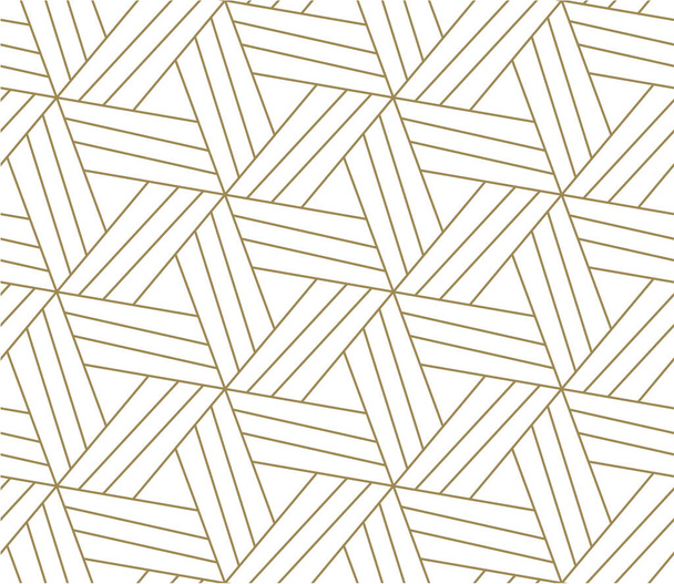 Seamless pattern with abstract geometric line texture, gold on white background. Light modern simple wallpaper, bright tile backdrop, monochrome graphic element. - Vector, Image