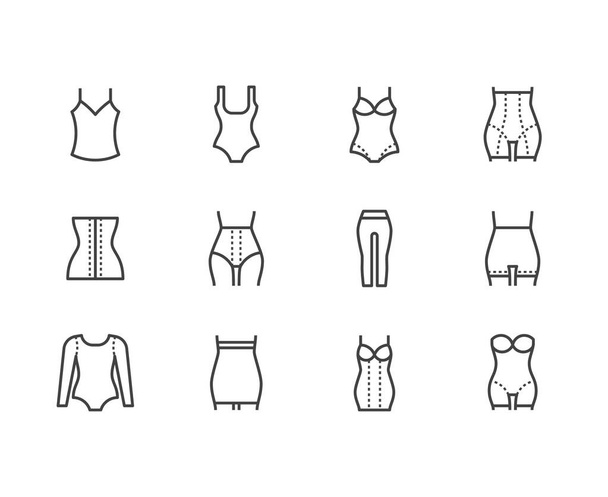 Female underwear panties types flat line icons - Stock