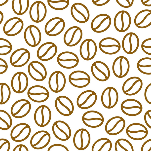 Coffee beans seamless pattern, vector background. Repeated light brown texture for cafe menu, shop wrapping paper. Flat line icons. - Vector, Image