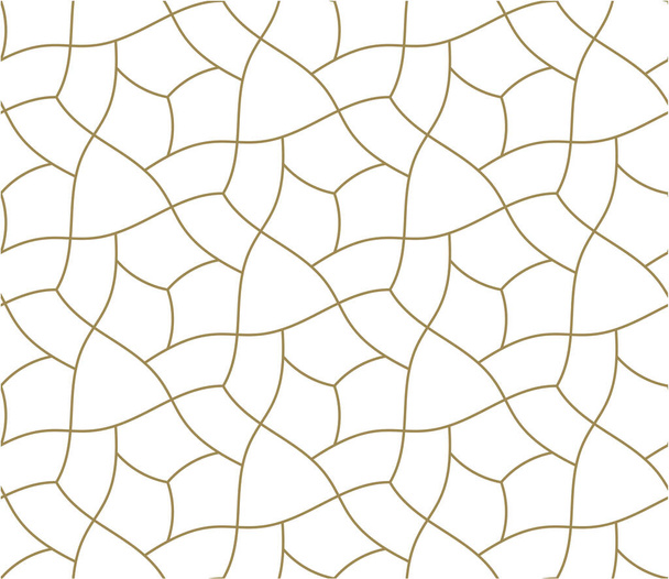 Naadloos patroon met abstracte geometrische lijnstructuur, goud op witte achtergrond. Licht modern eenvoudig behang, heldere tegel achtergrond, monochrome grafische element. - Vector, afbeelding
