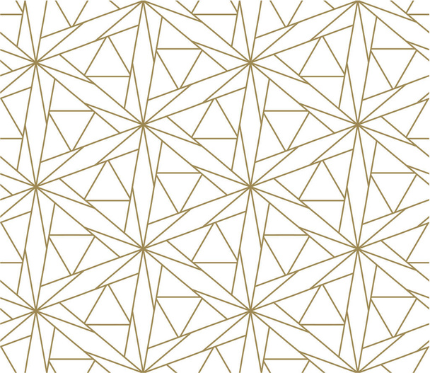 Modern simple geometric vector seamless pattern with gold line texture on white background. Light abstract wallpaper, bright tile backdrop. - Vector, Image