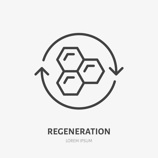 Cell regeneration line icon, vector pictogram of collagen repair. Skincare illustration, sign for ceam, cosmetics packaging. - Vector, Image