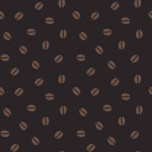 Kávová zrna bezešvé vzor, vektorové pozadí. Opakovaná tmavě hnědá textura pro kavárenské menu, balicí papír. - Vektor, obrázek