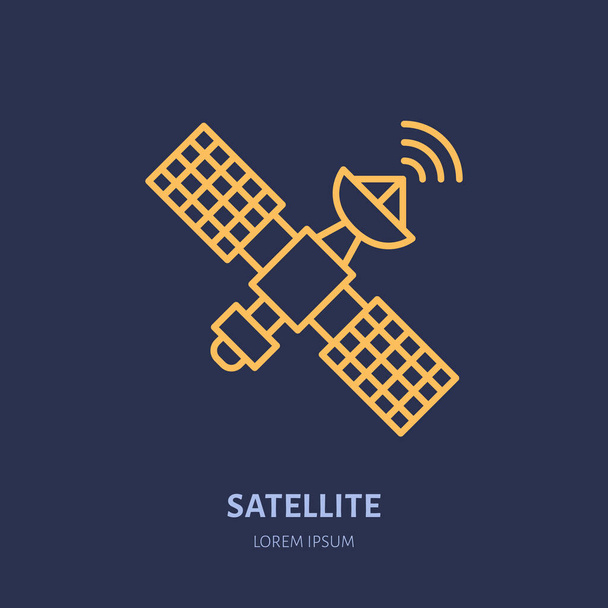 衛星フラットラインアイコン。無線技術無線LAN信号。内部接続のベクトル図. - ベクター画像